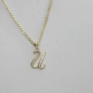Brand New Sterling Silver 925 Letter U Necklace